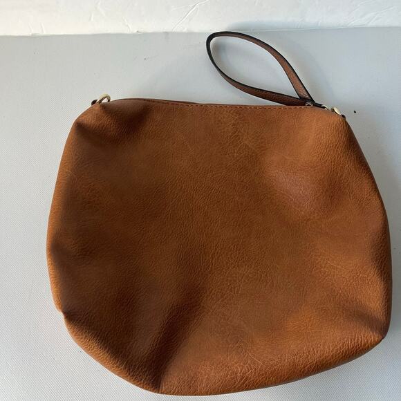 STEVE MADDEN Clutch Purse Wrist Strap Zipper Brown Vegan Leather Classic Minimal - Picture 7 of 12
